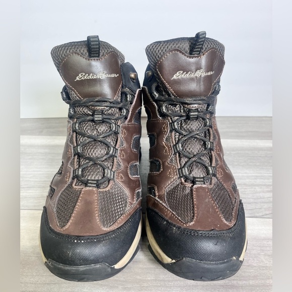 Eddie Bauer Graham Leather Hiking Boots Waterproof Mens 9.5 Brown Comfy - Picture 3 of 7